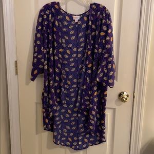 LuLaRoe Lindsay Purple Leaf Print Kimono